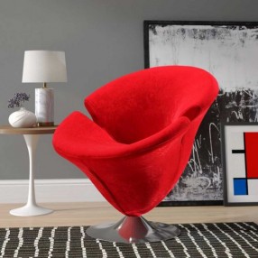 Manhattan Comfort Tulip Swivel Accent Chair in Multi Color Red