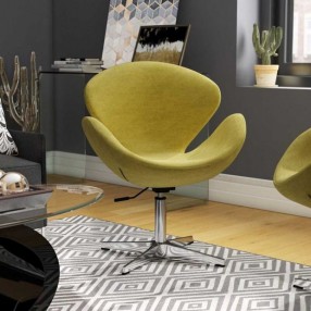 Manhattan Comfort Raspberry Green and Polished Chrome Wool Blend Adjustable Swivel Chair