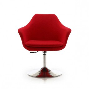 Manhattan Comfort Kinsey Red and Polished Chrome Wool Blend Adjustable Height Swivel Accent Chair Front