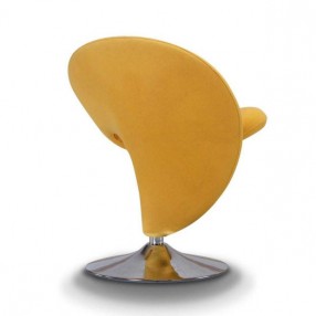 Manhattan Comfort Curl Yellow and Polished Chrome Wool Blend Swivel Accent Chair Back