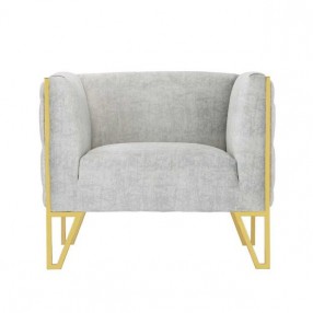 Manhattan Comfort Vector Grey and Gold Velvet Accent Chair Front