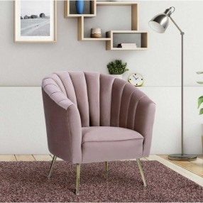 Manhattan Comfort Rosemont Blush and Gold Velvet Accent Chair