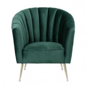 Manhattan Comfort Rosemont Green and Gold Velvet Accent Chair Front