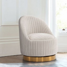 Manhattan Comfort Modern Leela Swivel Chenille Accent Chair In Cream