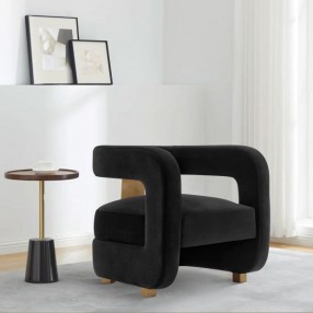 Manhattan Comfort Modern Amirah Velvet Accent Chair In Black