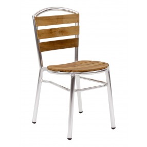 Aluminum Dining Chair - AL-308  - Polished Aluminum - Front