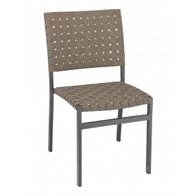 Powder Coating Aluminum Side Chair W/ Mesh Belt Seat and Back - Anthracite Black - Front