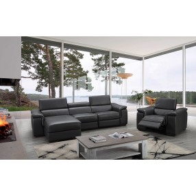 J&M Furniture Allegra Slate Gray Leather Power Reclining Sectional 
