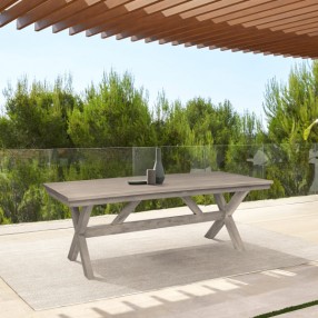 Armen Living Costa Patio Outdoor Dining Table in Grey Acacia Wood