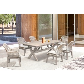 Armen Living Costa Patio Outdoor Dining Chairs In Grey Acacia Wood And Rope - Set of 2 
