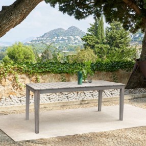 Armen Living Haiti Patio Outdoor Dining Table in Grey Acacia Wood