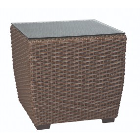 Woodard Augusta Wicker Woven Square End Table - Angled View