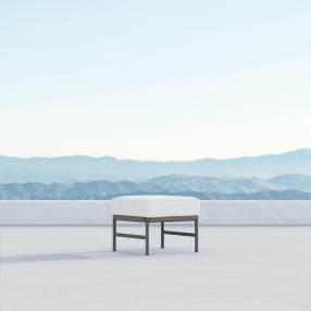 Azzurro Living Avalon Ottoman With Matte Charcoal Aluminum Frame And Lava Gray All-Weather Rope - Lifestyle