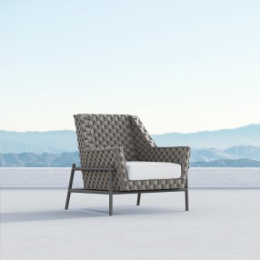 Azzurro Avalon Club Chair In Matte Charcoal Aluminum With Lava Gray All-Weather Rope - Lifestyle