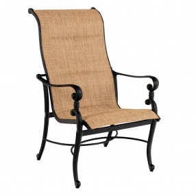 Woodard Avondale Padded Sling Dining Arm Chair - Angled