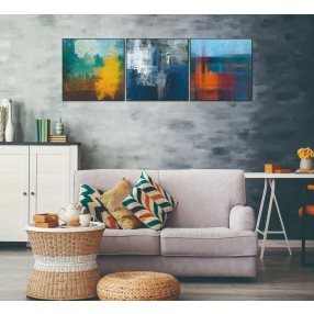 Whiteline Modern Living Terra 3-Piece 28"x28" (each) Canvas Wall Art With Black PS Frame - Lifestyle