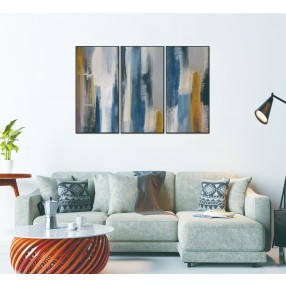 Whiteline Modern Living Indie 3-Piece 48"x28" (each) Canvas Wall Art With Black PS Frame - Lifestyle