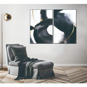 Whiteline Modern Living Nero 2-Piece 40"x60" (each) Canvas Wall Art With Black PS Frame - Lifestyle