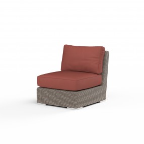 Coronado Armless Club Chair in Canvas Henna w/ Self Welt - Front Side Angle