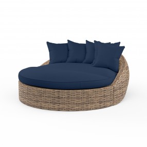 Havana Ottoman in Spectrum Indigo w/ Self Welt - Front Side Angle