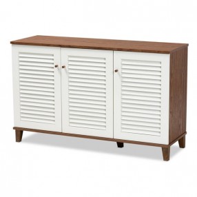 Baxton Studio Coolidge Walnut 8 Shelf Shoe Storage Cabinet
