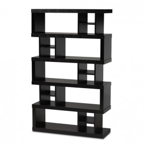 Baxton Studio Dora Dark Brown Wood 5 Tier Geometric Bookshelf