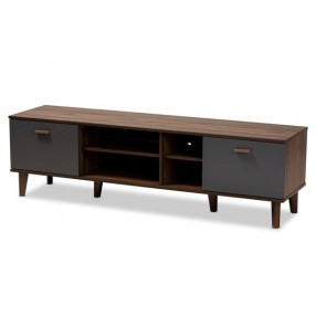 Baxton Studio Moina Walnut Grey Wood TV Stand