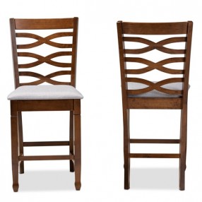 Baxton Studio Lanier Upholstered 2-Piece Wood Counter Height Pub Chair Set 