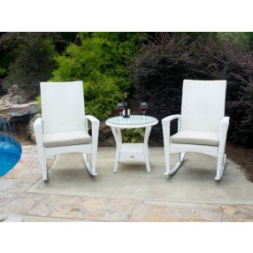 Tortuga Outdoor Bayview 3 Piece Rocking Chair Set- Magnolia