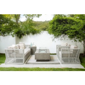 Sunset West Gravelstone Rectangular Fire Table w/ Glass Surround