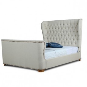Manhattan Comfort Lola Ivory Full and Queen Bed Side Angle