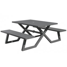 Vivere Banquet Deluxe 5ft Aluminum Picnic Table - Charcoal