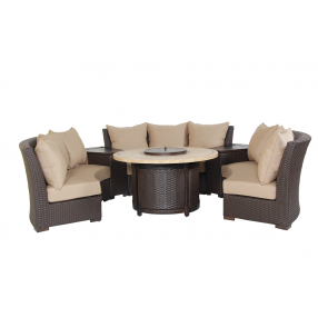 Patio Resort Lifestyle Bermuda 6-Piece Circular Sofa Set - Canvas Heather Beige