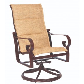 Woodard Belden Padded Sling High Back Swivel Rocker - Angled