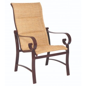 Woodard Belden Padded Sling High Back Dining Arm Chair