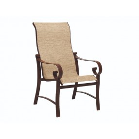 Woodard Belden Sling High Back Dining Arm Chair - Angled