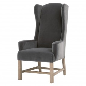 Essentials For Living Bennett Arm Chair in Dark Dove Velvet - Front Side Angle