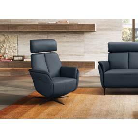 Beverly Swivel Recliner in Blue- Lifestyle