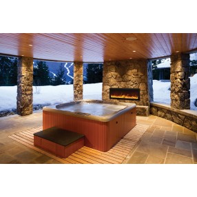 Amantii Panorama Slim Full View Smart Electric - 40" Indoor /Outdoor WiFi Enabled Fireplace, featuring a MultiFunction Remote, Multi Speed Flame Motor, Glass Media & a Black Trim 