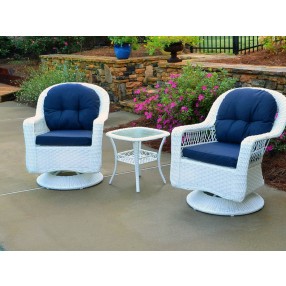 Tortuga Outdoor Biloxi 3Pc Bistro Set White Wicker