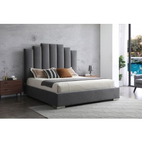 Whiteline Modern Living Jordan King Bed With Fully Upholstered Grey - Lifestyle