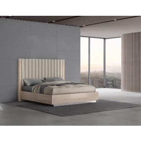 Whiteline Modern Living Waves Bed King In High Gloss Beige Angley Frame And Stainless Steel Legs - Lifestyle