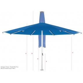 13' Square Bolt-Down Umbrella - 9 Oz Marine Grade Acrylic