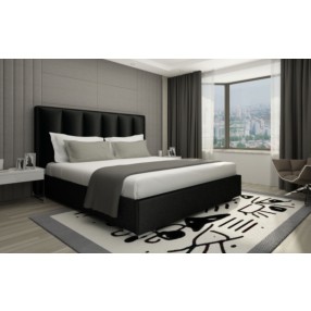 Whiteline Modern Living Velvet Bed Queen in Black Upholstered Headboard - Lifestyle
