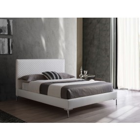 Whiteline Modern Living Liz Queen Bed In Fully Upholstered White - Lifestyle