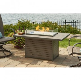 Outdoor Greatroom Company Brooks Fire Table W/Taupe Composite Top&Base/1224 Burner - Lifestyle
