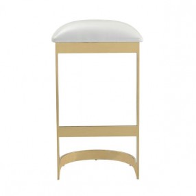 Manhattan Comfort Aura 28.54 in. White and Polished Brass Stainless Steel Bar Stool Back