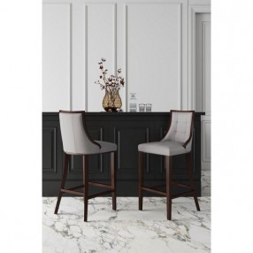Manhattan Comfort Fifth Avenue Faux Leather Barstool in Light Grey