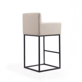 Manhattan Comfort Ambassador 42 in. Cream and Black Metal Barstool 