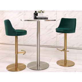 Carter Barstool With Adjustable Height And Swivel in Green Velvet Seat in Gold Base - Lifestyle 2